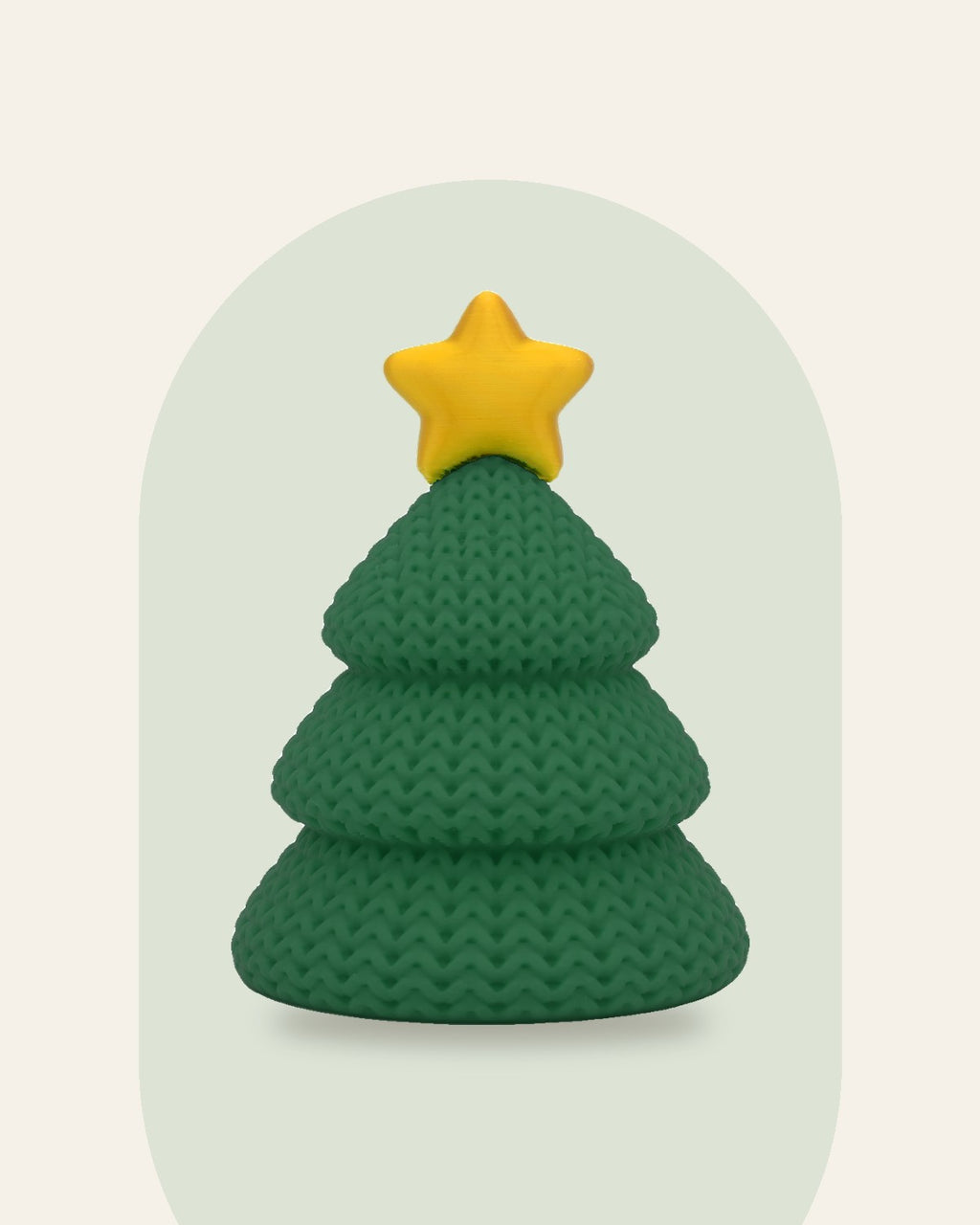 Árbol de Navidad impreso en 3D con textura de punto y estrella dorada